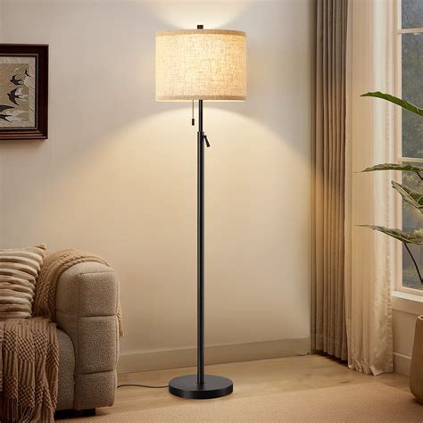 NATYSWAN Black Floor Lamp, Height Adjustable Standing Lamp Tall Lamp ...