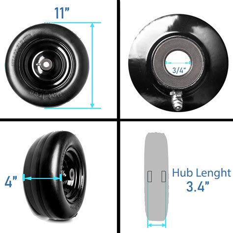 Buy 2 Pack) Universal Fit 11x4.00-5 Flat Free Lawn Mower Tires and ...