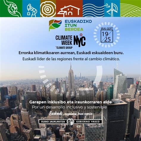 SPRI. Euskadi participará en la Semana del Clima de Nueva York, como ...