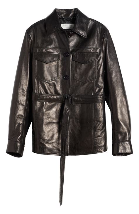 Dries Van Noten Lazan Belted Leather Shirt Jacket | Nordstrom