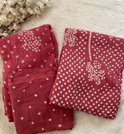 Cotton satin Self Color Hand Crafted Kutch Bandhani Dress Material ...