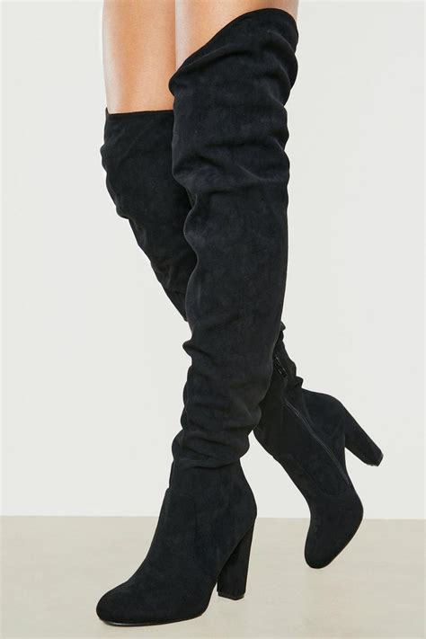 Super Thigh High Ruched Round Toe Boots | boohoo USA