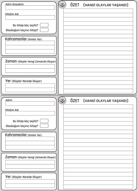 Kitap Özet A5 boyut | Kitap raporu, 5. sınıf kitapları, 5. sınıf