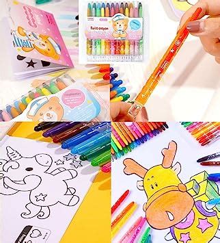 TEMSON Coloring kit Twistable 24 Shades Rolling Crayons Pen for Drawing ...