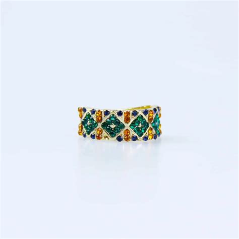 No-Piercing Green Diamond Gold Plated Hoops Cuffs Earrings | Salty ...