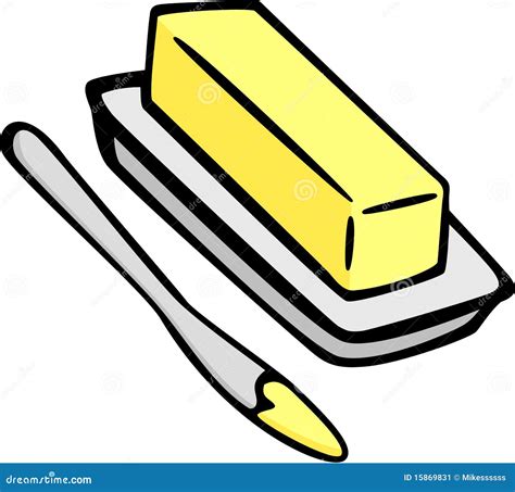 Butter in a Dish with a Knife Vector Illustration Stock Vector ...
