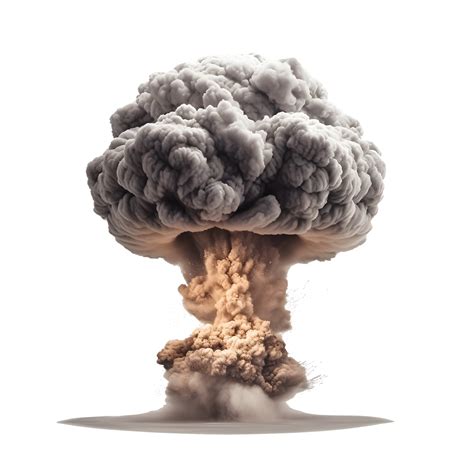 nuclear atomic explosions mushroom cloud isolated on transparent ...