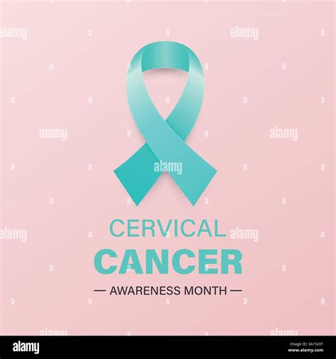 Minimalist Poster Banner with a Realistic Teal Ribbon Loop, Symbol of ...