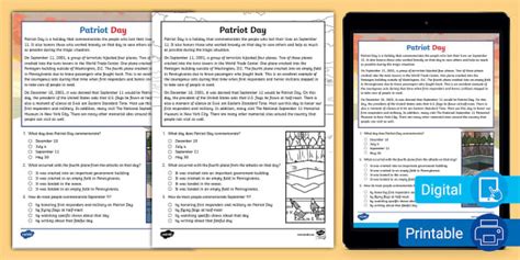 Patriot Day Reading Comprehension | Patriot Day | Twinkl USA