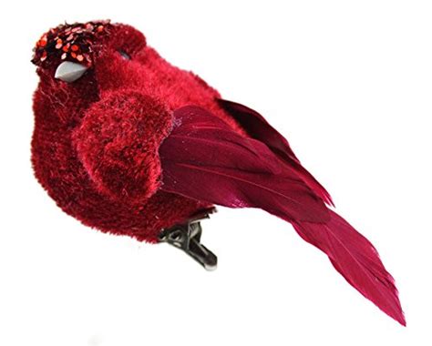 Touch of Nature 1-Piece Fancy Velvet Bird on Clip, 3-Inch, Red with ...