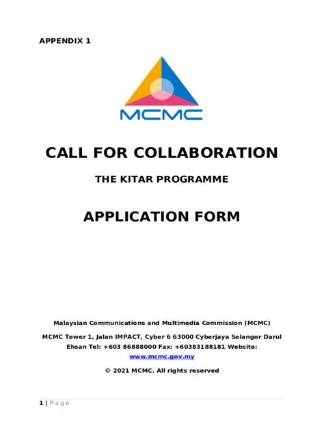 call for collaboration the kitar programme application Doc Template ...
