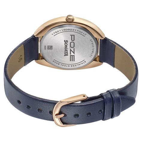 Sonata Poze Quartz Analog Blue Dial Leather Strap Watch for Women