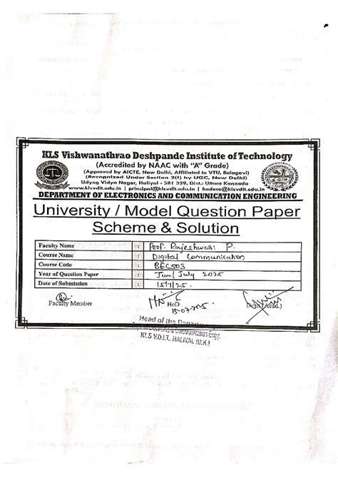 BEC503 Digital Communication Jun/Jul 2025 Model Question Paper - Studocu