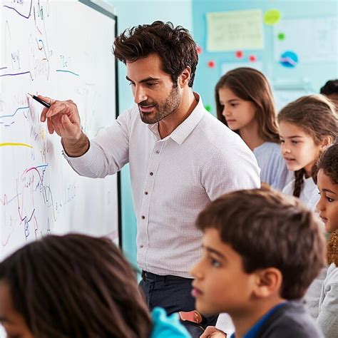 Quotteacher explaining a graph on the whiteboard with a markerquot ...
