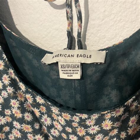 American Eagle Outfitters Women's Green and White Dress | Depop