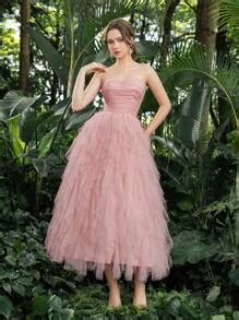 Faeriesty Prom Dresses Elegant Strapless Tulle Dress: Ruched Front ...