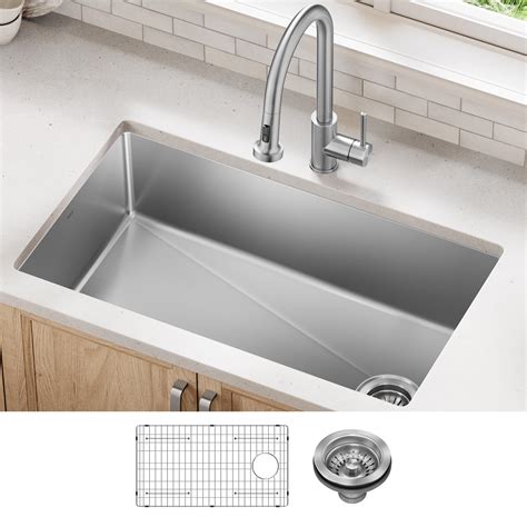 KRAUS Fairlane 33-inch Undermount Single Bowl 18-Gauge Stainless Steel ...