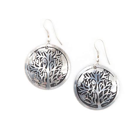 Matr Boomie Womens Tree of Life Round Silver Earrings Mfr# JMER 73 - Ace Hardware