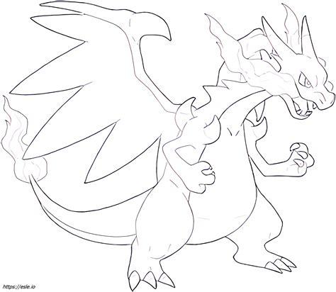 Charizard-mega-x Pokémon szinező - kifestő