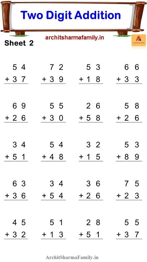 Image result for Math 2-Digit Addition Worksheet
