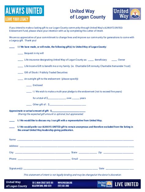 Fillable Online Always United - Letter of Intent.pub Fax Email Print ...