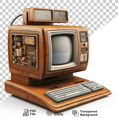 Premium PSD | 3d old vintage computer on transparent background
