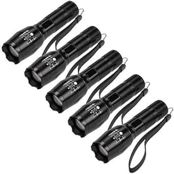 5 Pack, Pocketman 1500 Lumens CREE XML T6 Outdoor Zoomable Handheld ...