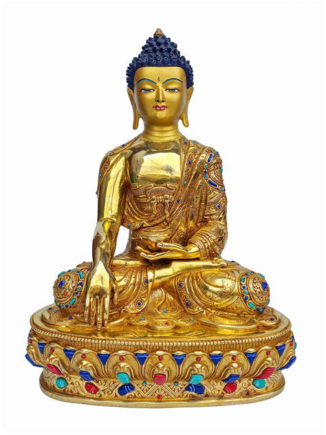 Buddhist Handmade Statue Of Shakyamuni Buddha, face Painted , gold ...