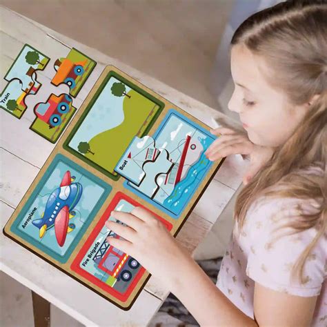 Vehicle Jumbo 4 Piece Wooden Matching Puzzle 2+ Years – Mini Leaves