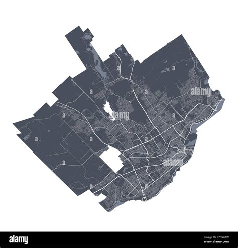 Quebec map. Detailed vector map of Quebec city administrative area. Cityscape poster ...