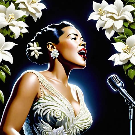 Billie Holiday singing on stage Billie Holiday performing surrounded by ...