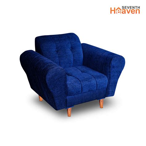 Milan 1 Seater Sofa- ( Premium Molfino Fabric- Blue ) – Seventh Heaven