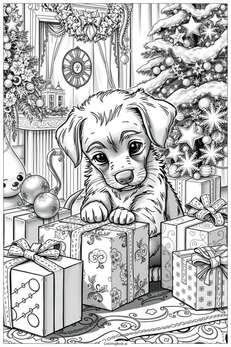Printable Coloring Pages Christmas Puppies Backgrounds [2025]