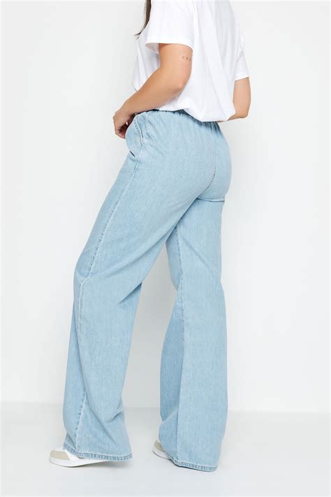 LTS Tall Women's Light Blue Drawstring Wide Leg Jeans | Long Tall Sally