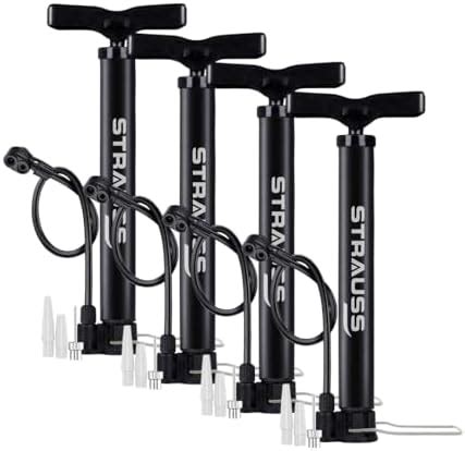 Strauss Bicycle Air Pump with Needle & Dual Valve | Portable Pump with ...