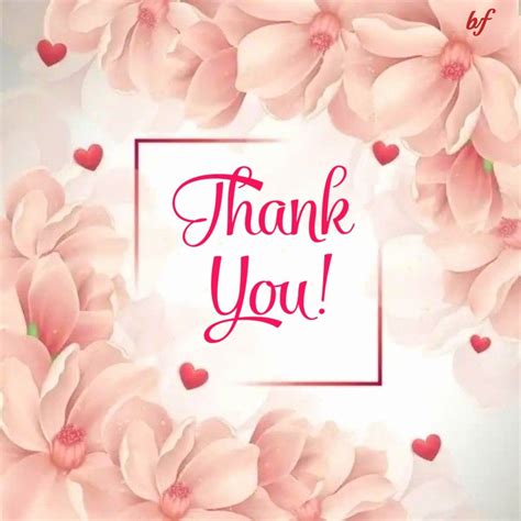 Pink Flowers and Hearts Thank You Card
