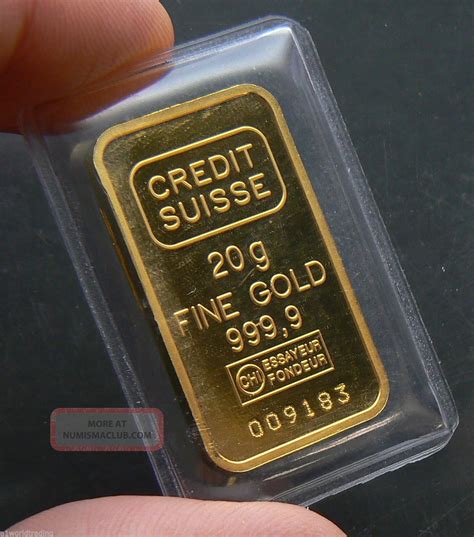 20 Gram Credit Suisse Liberty 24k Gold Bar. 9999 009183