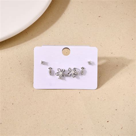 Earrings Online - Premium Playful Whimsy Silver Stud Earrings Set Of 3 ...