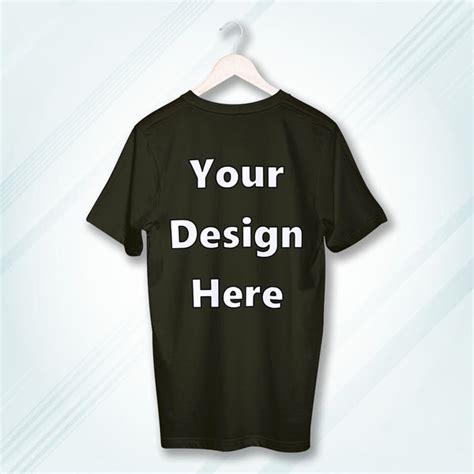 Olive Green Round Neck Cotton Classic Crew T-shirt Front Customized De ...
