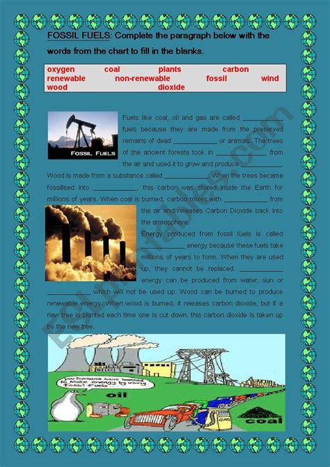 Image result for Fossil Fuels Worksheet
