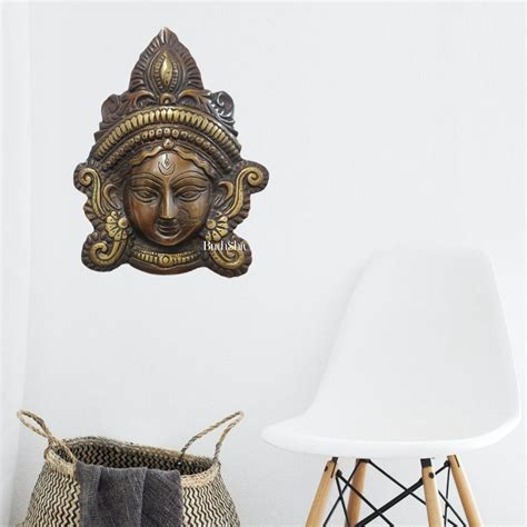 Buy Durga Maa Face Wall Mount Chocolate Antique Finish - Budhshiv.com