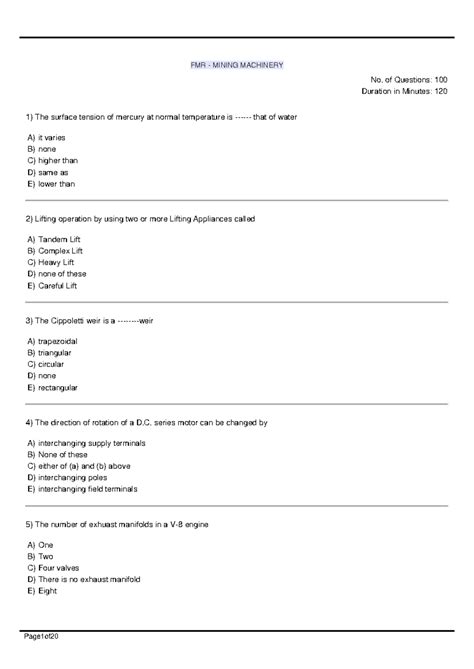 MMR - Mining Machinery Final Exam Question Paper with Answers - Studocu