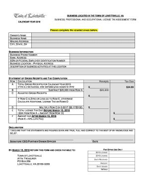 Fillable Online lovettsvilleva BUSINESS, PROFESSIONAL AND OCCUPATIONAL ...