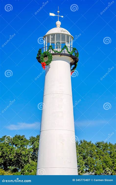Biloxi Lighthouse at Christmas in Biloxi Mississippi Editorial ...