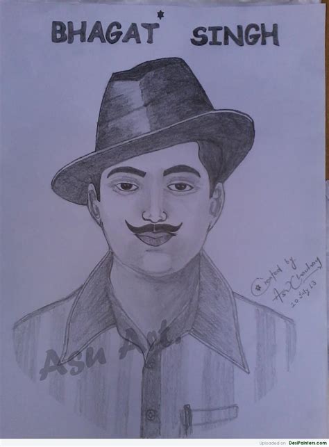 Pencil Sketch Of Shaheed Bhagat Singh - Desi Painters