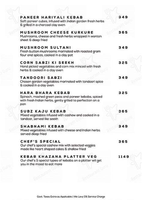 Menu at TERITREE Restaurant, Pune