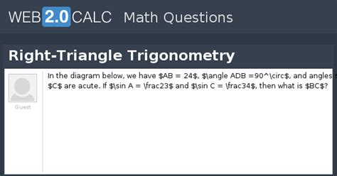 View question - Right-Triangle Trigonometry