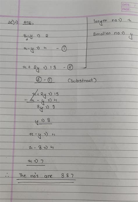 . Half of the difference between two numbers is 2. The sum of the ...
