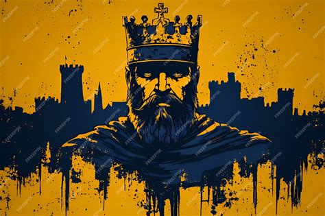 King in the Castle Medieval King Silhouette against a Yellow Background ...