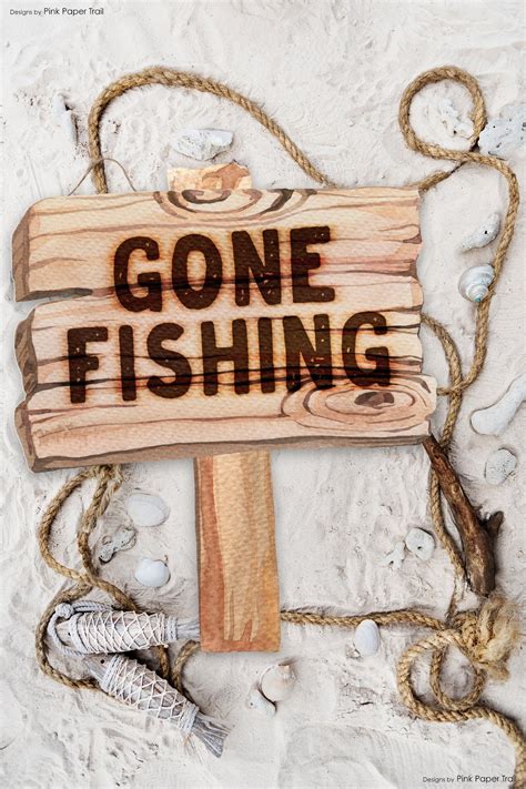 Printable Gone Fishing Party Sign Decoration, Gone Fishing Sign ...